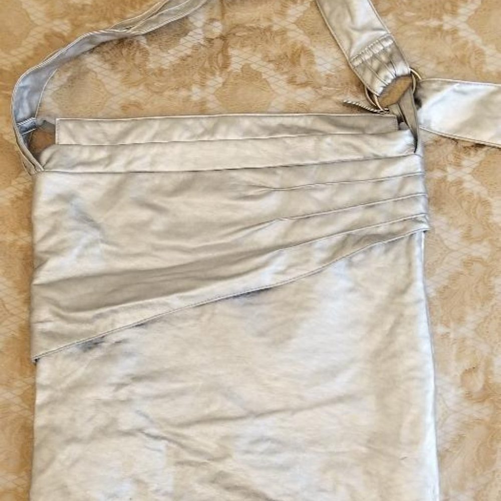 NWOT Giannini Silver Genuine Faux Leather Shoulder Bag